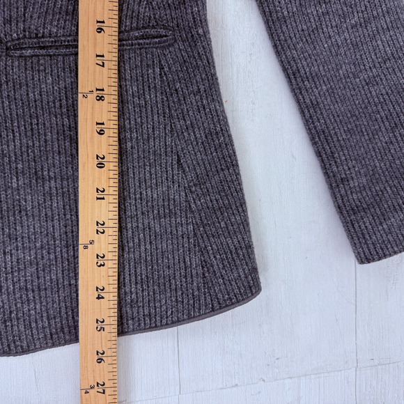Ann Taylor Hutton Blazer Size 4 Gray Brushed Wool Ribbed Knit Classic Chic - Picture 15 of 16